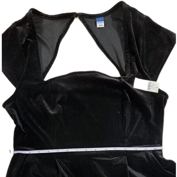 Fit & Flare Velvet Holiday Open Back Wide Leg Black Jumpsuit Old Navy Women's L - Picture 10 of 15